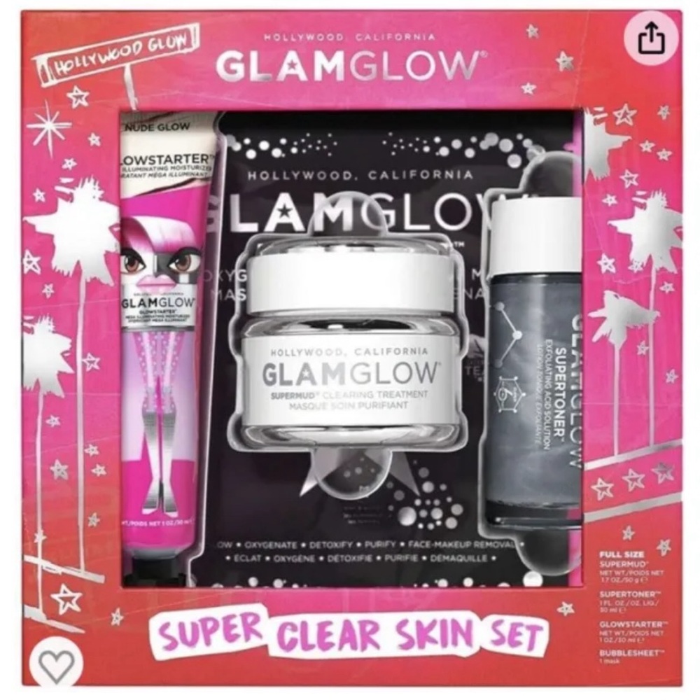 NIB Sephora GLAMGLOW SUPERMUD Super Clear Skin Set, Limited Edition (4 Pcs)